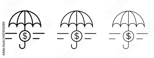 assets protection icon in linear versions. Editable line