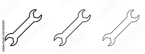 Wrench icon in linear versions. Editable line