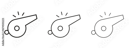 Whistle icon in linear versions. Editable line
