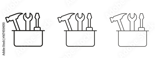 Toolbox icon in linear versions. Editable line