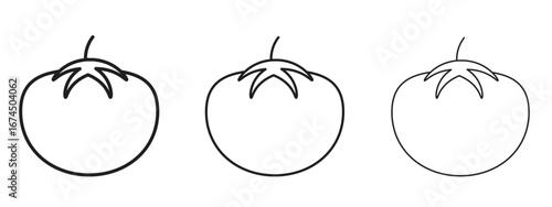 Tomato icon in linear versions. Editable line