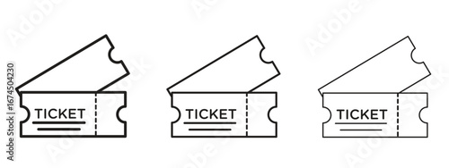 Ticket icon in linear versions. Editable line