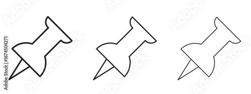 Thumbtack icon in linear versions. Editable line
