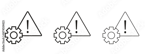 Technical warning icon in linear versions. Editable line