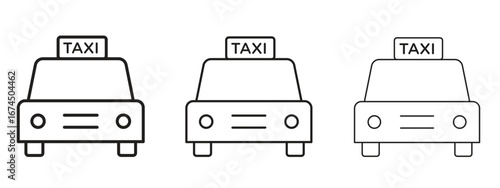 Taxi icon in linear versions. Editable line