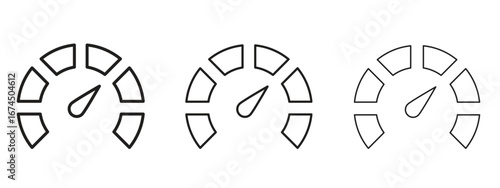Tachometer icon in linear versions. Editable line