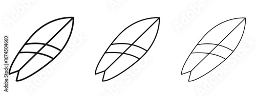 Surfing icon in linear versions. Editable line