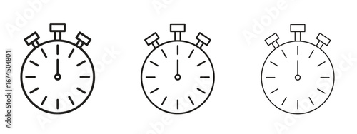Stopwatch icon in linear versions. Editable line
