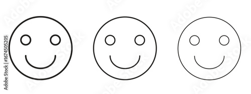 Smile wink icon in linear versions. Editable line