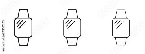 Smartwatch icon in linear versions. Editable line