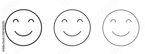 Smile icon in linear versions. Editable line