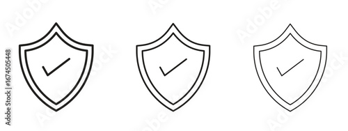 Shield icon in linear versions. Editable line