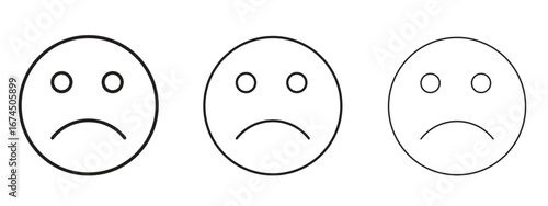 Sad icon in linear versions. Editable line