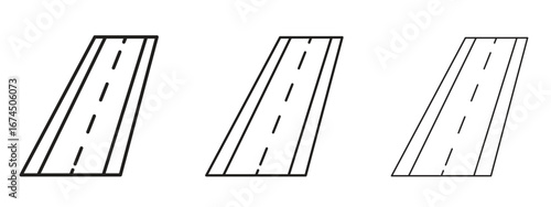 Road icon in linear versions. Editable line