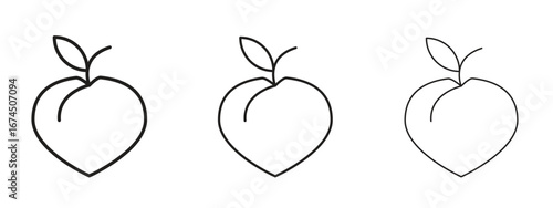 Peach icon in linear versions. Editable line