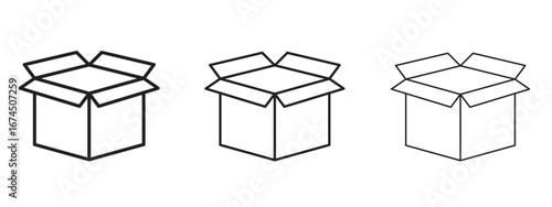 Open box icon in linear versions. Editable line