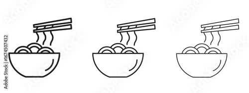Noodles icon in linear versions. Editable line