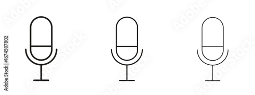 Microphone icon in linear versions. Editable line