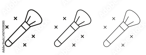 Makeup brush icon in linear versions. Editable line