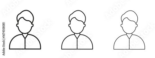 Man icon in linear versions. Editable line