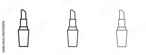 Lipstick icon in linear versions. Editable line