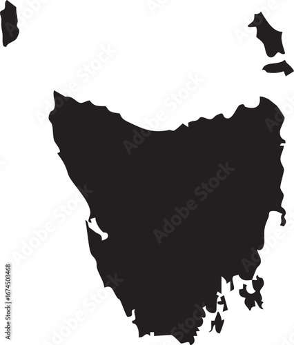 Tasmania Australia Map Solid Black Silhouette