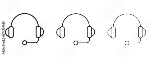 Headset icon in linear versions. Editable line