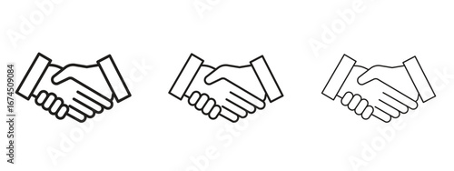Handshake icon in linear versions. Editable line