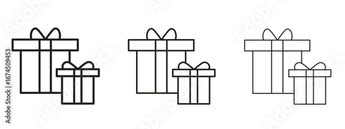 Gifts icon in linear versions. Editable line