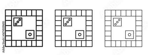 Game board icon in linear versions. Editable line