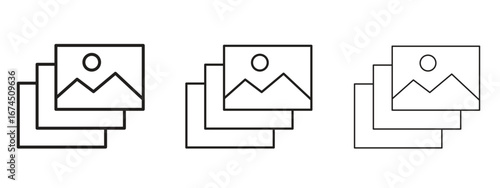 Gallery icon in linear versions. Editable line