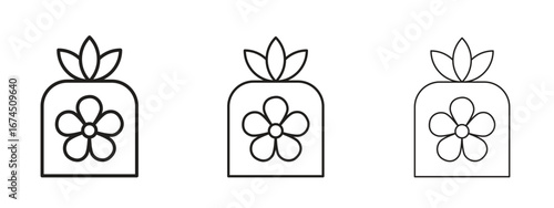 Furoshiki icon in linear versions. Editable line