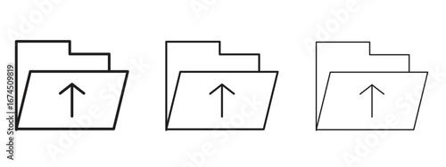 Folder upload icon in linear versions. Editable line