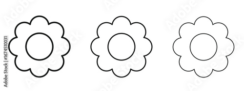 Flower icon in linear versions. Editable line