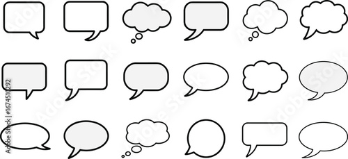 Set of various speech bubbles icons, chat, communication, conversation, dialogue, message, talk, thought bubbles, empty text, chat symbols, vector design
