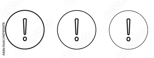 Exclamation interface icon in linear versions. Editable line