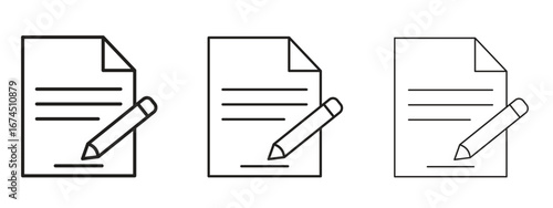 Document signed icon in linear versions. Editable line
