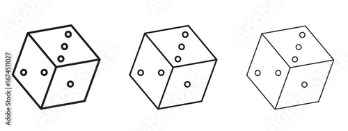 Dice icon in linear versions. Editable line