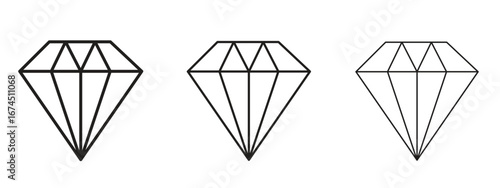 Diamond icon in linear versions. Editable line