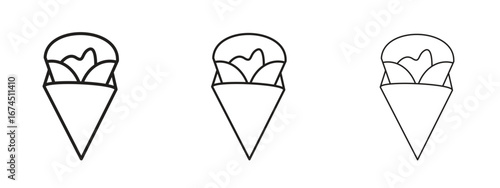 Crepe icon in linear versions. Editable line
