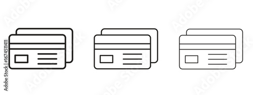 Credit card icon in linear versions. Editable line