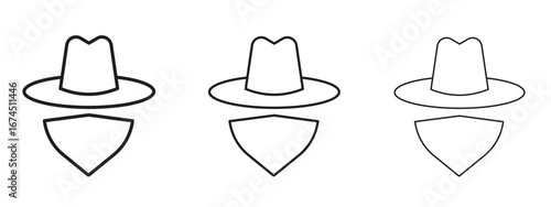 Cowboy icon in linear versions. Editable line