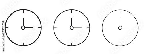 Clock icon in linear versions. Editable line