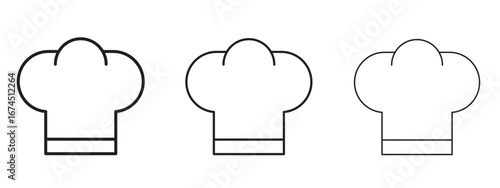 Chef hat icon in linear versions. Editable line