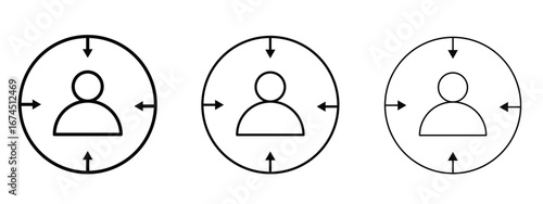 Centric consumer icon in linear versions. Editable line