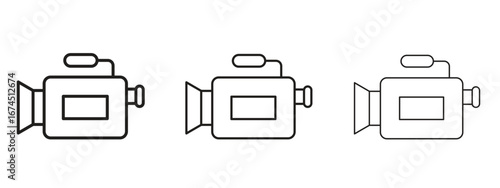 Camcorder icon in linear versions. Editable line