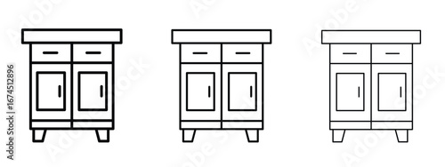 Cabinet icon in linear versions. Editable line