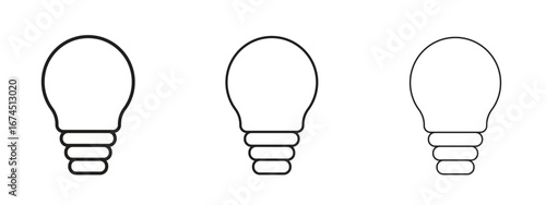 Bulb icon in linear versions. Editable line