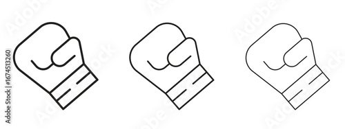 Boxing glove icon in linear versions. Editable line