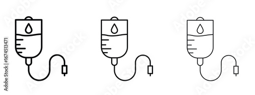 Blood transfusion icon in linear versions. Editable line